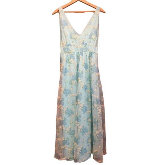 Vintage Chic Lingerie Co Womens Night Gown Dress Size M Floral Sheer Overlay Sle - Picture 1 of 9